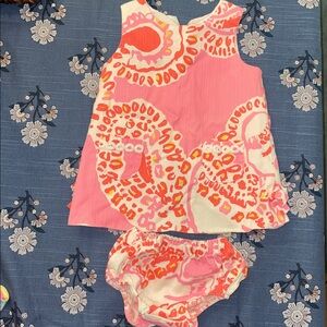 Lilly Pulitzer Pink, Coral & Cream Floral Tank Top with Matching Bloomers